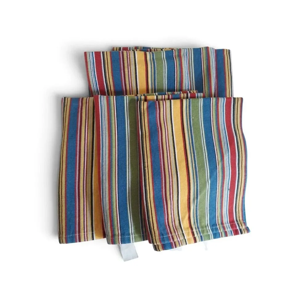 Colorful Cloth Dinner Napkins Set of 6 Stripes Primary Colors Rectangle